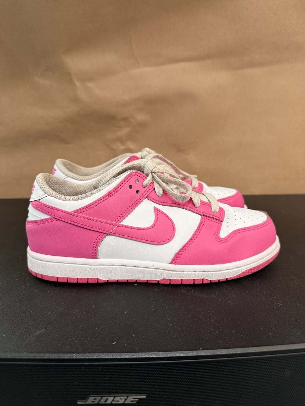 Nike Dunk Low Size 3Y White Laser Fuchsia